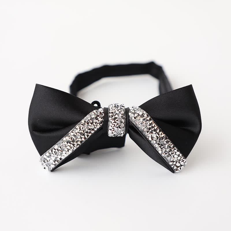 Papillon da sposa con strass scintillanti da uomo - Nero - image 2