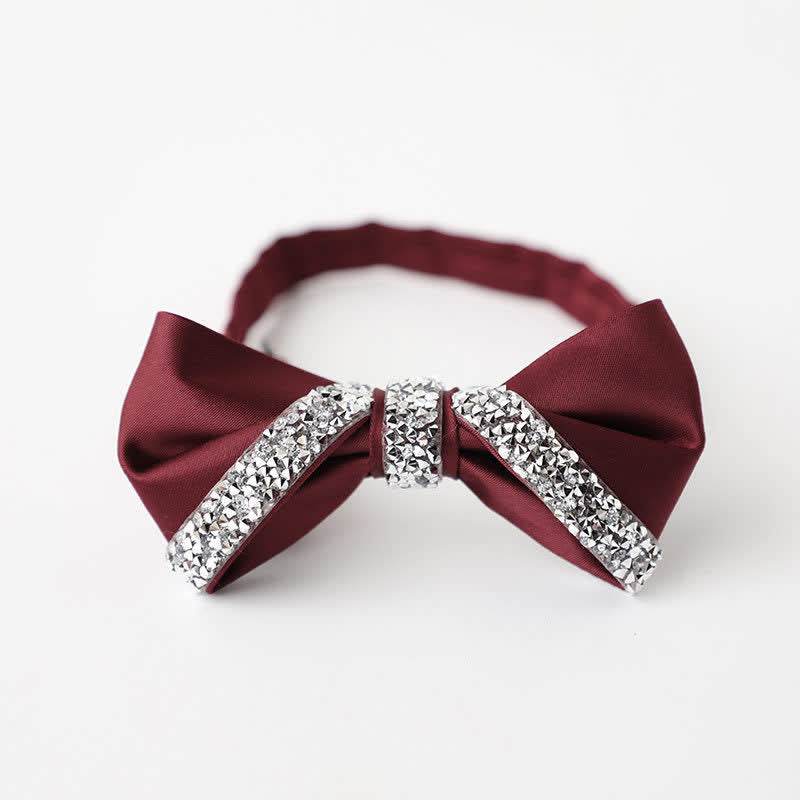 Papillon da sposa con strass scintillanti da uomo - Borgogna - image 6