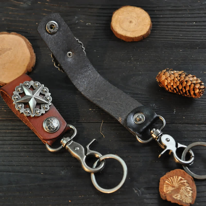 Portachiavi in pelle di mucca con distintivo Lone Star - image 1