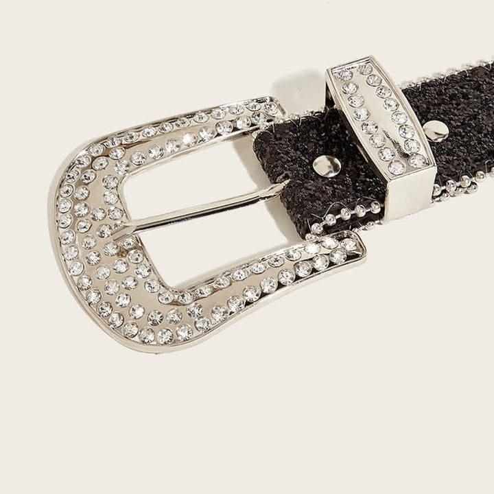 Cintura in pelle Y2k con strass artificiali lucidi da donna