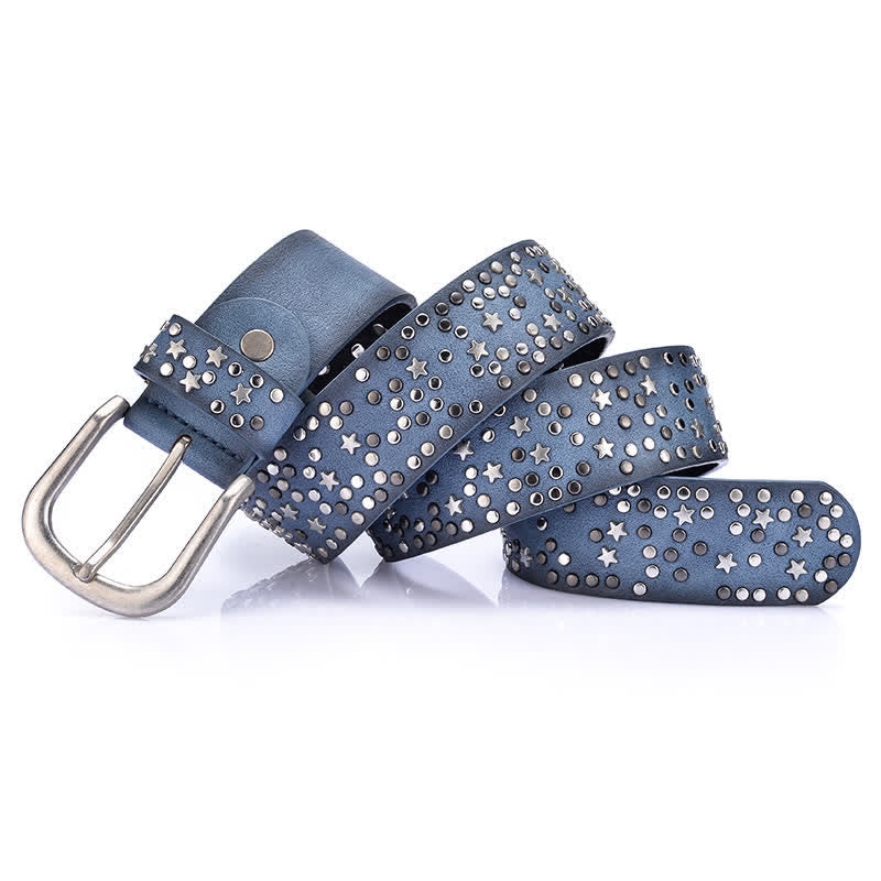Cintura da donna in pelle con borchie e rivetti Starry Night - Blu - 34 - image 1