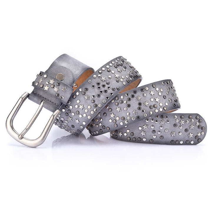 Cintura da donna in pelle con borchie e rivetti Starry Night - Grigio - 34 - image 7