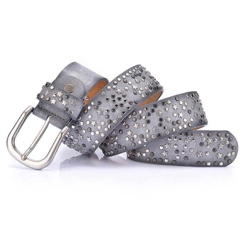Cintura da donna in pelle con borchie e rivetti Starry Night - Grigio - 34 - image 7