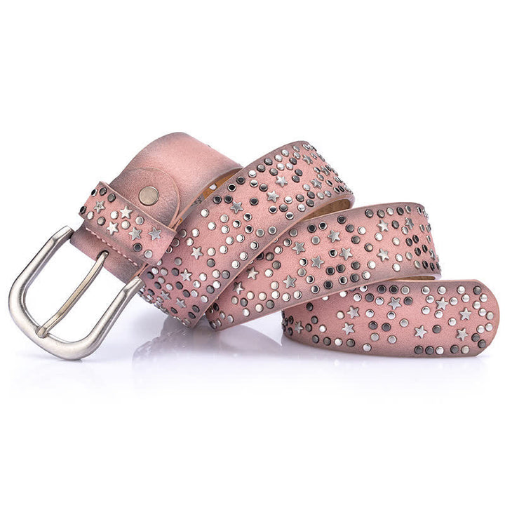 Cintura da donna in pelle con borchie e rivetti Starry Night - Rosa - 34 - image 6