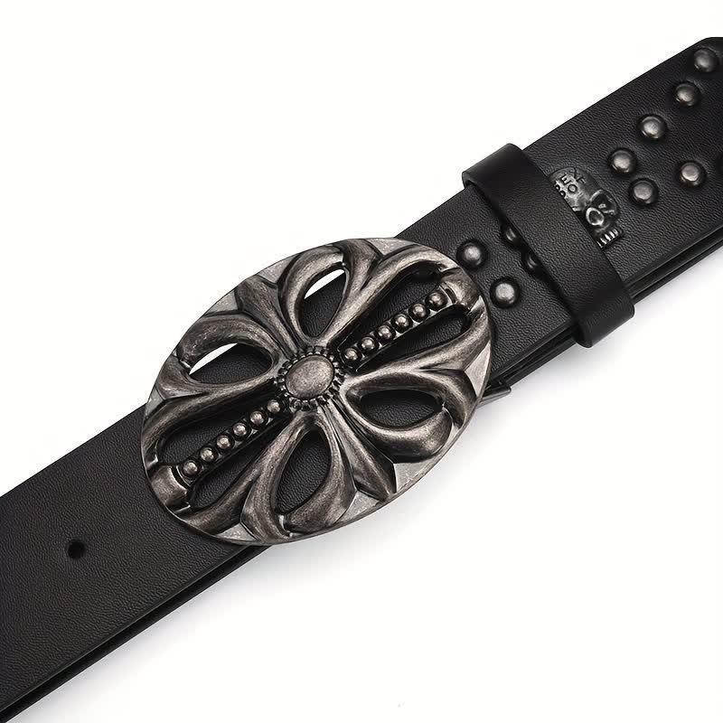 Cintura in pelle con rivetti stile bohémien vintage con scheletro