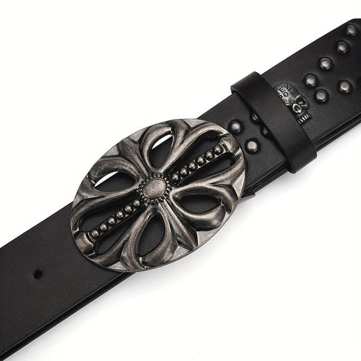 Cintura in pelle con rivetti stile bohémien vintage con scheletro