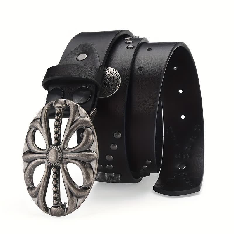Cintura in pelle con rivetti stile bohémien vintage con scheletro