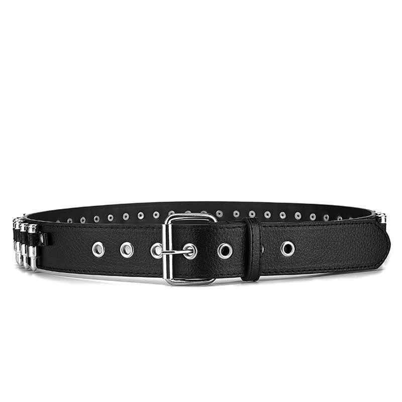 Cintura in pelle con borchie e rivetti con proiettili punk rock neri
