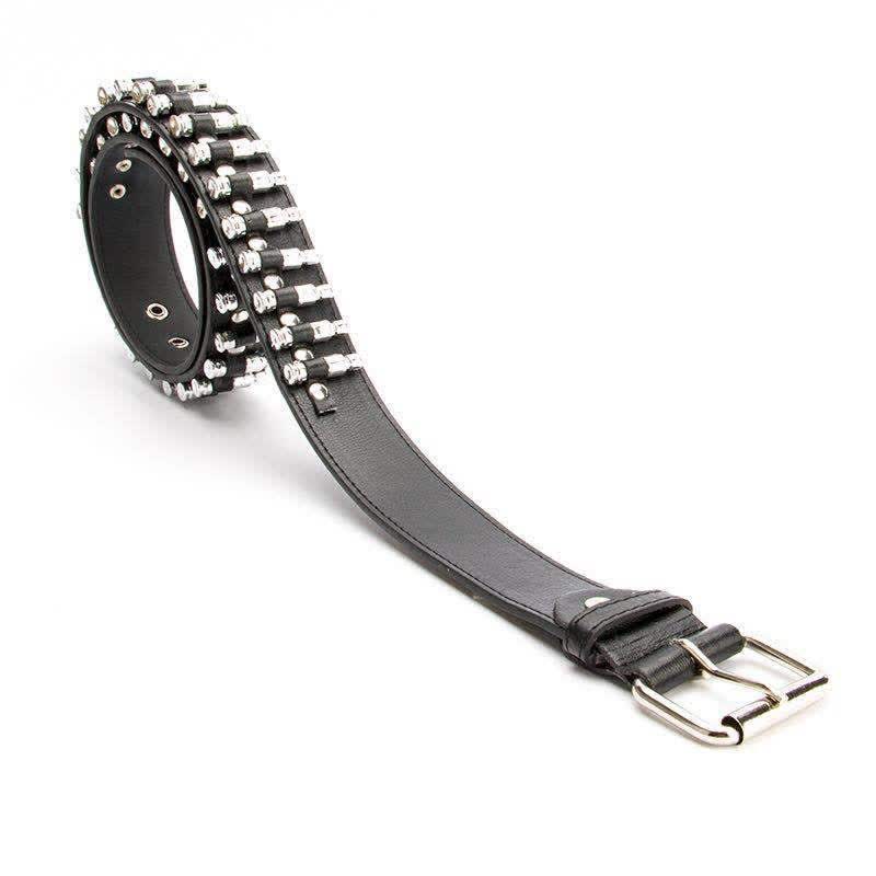 Cintura in pelle con borchie e rivetti con proiettili punk rock neri