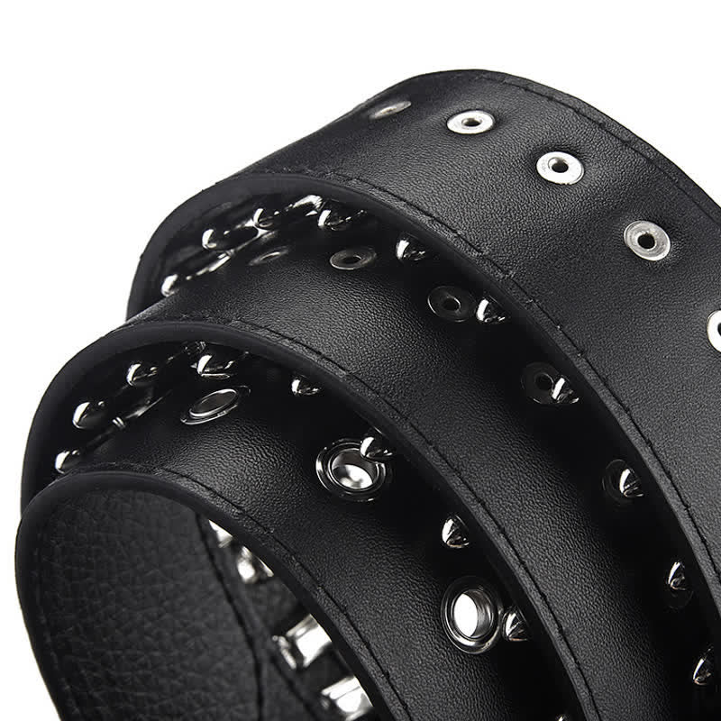 Cintura in pelle con borchie e rivetti con proiettili punk rock neri