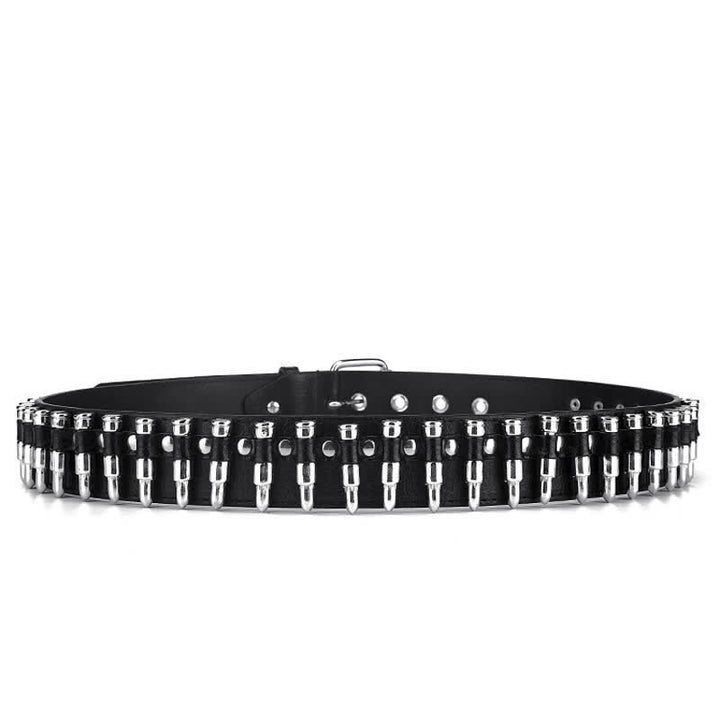 Cintura in pelle con borchie e rivetti con proiettili punk rock neri