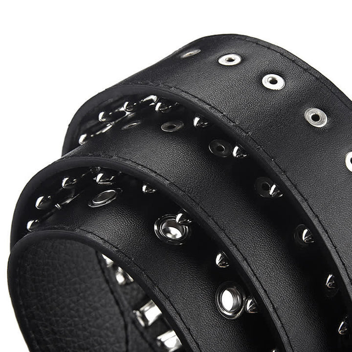 Cintura in pelle con borchie e rivetti con proiettili punk rock neri - image 11