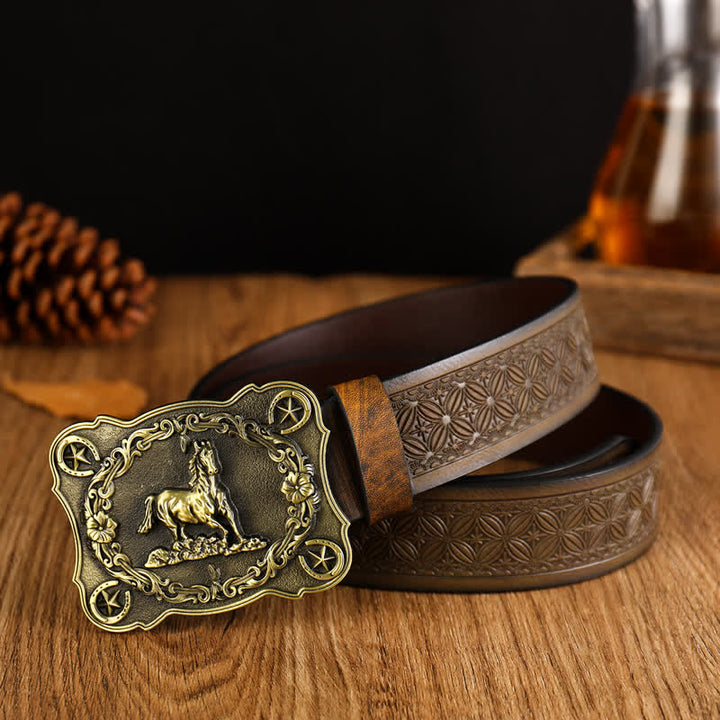 Cintura in pelle con motivo a intreccio in rilievo Sturdy Steed da uomo