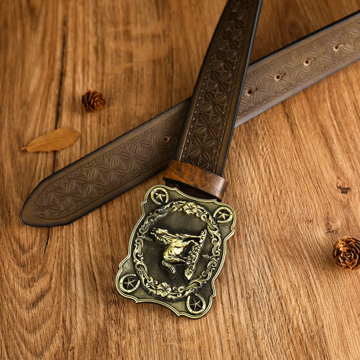 Cintura in pelle con motivo a intreccio in rilievo Sturdy Steed da uomo