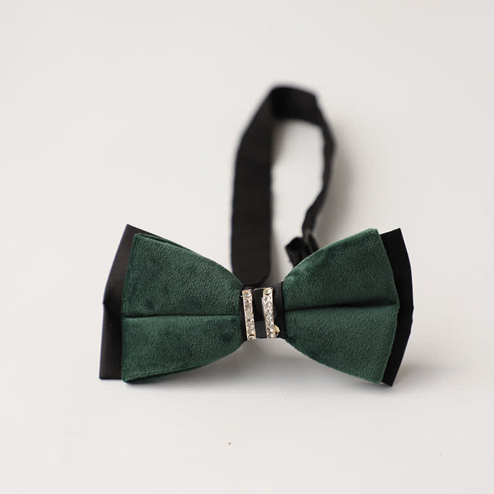 Papillon da sposa intarsiato con strass in velluto di lusso da uomo - Stile n. 1 - Verde scuro - image 2