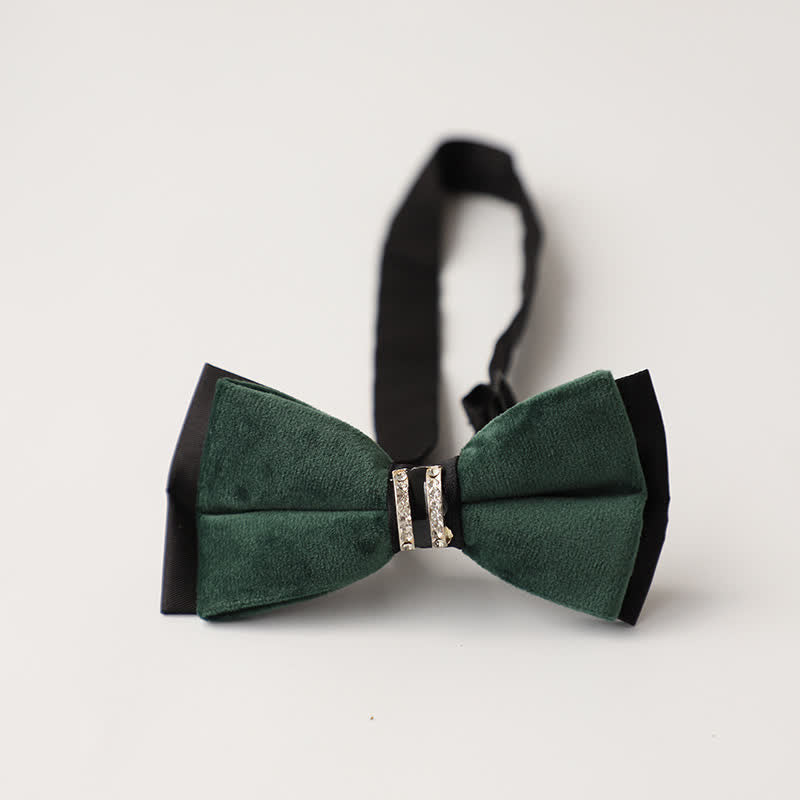 Papillon da sposa intarsiato con strass in velluto di lusso da uomo - Stile n. 1 - Verde scuro - image 2