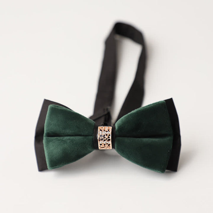 Papillon da sposa intarsiato con strass in velluto di lusso da uomo - Stile n. 3 - Verde scuro - image 4