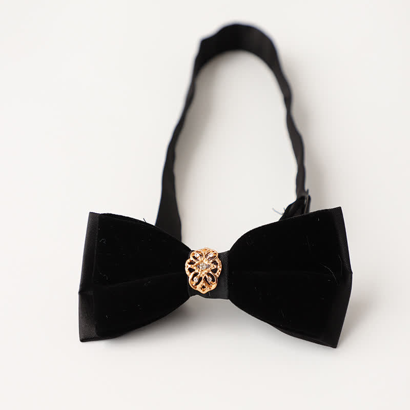 Papillon da sposa intarsiato con strass in velluto di lusso da uomo - Stile n. 2 - Nero - image 7