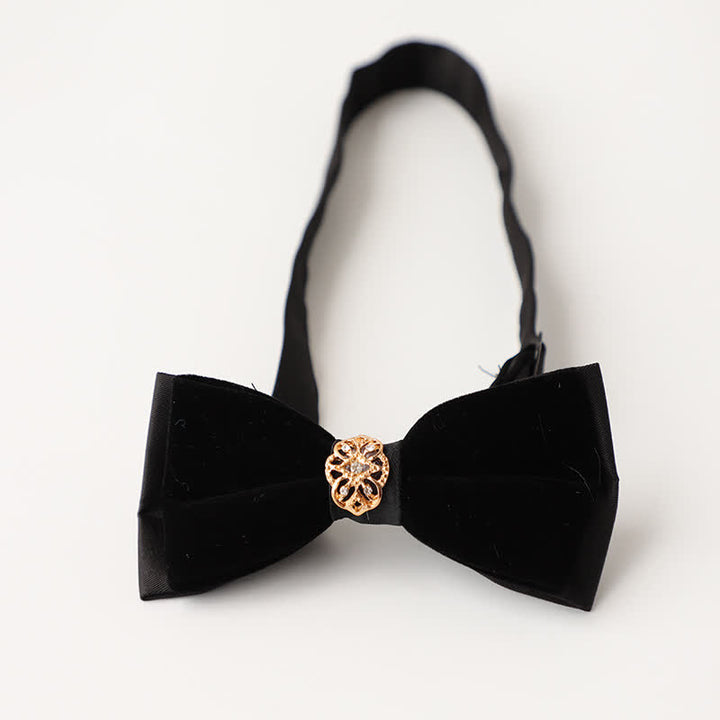 Papillon da sposa intarsiato con strass in velluto di lusso da uomo - Stile n. 2 - Nero - image 7
