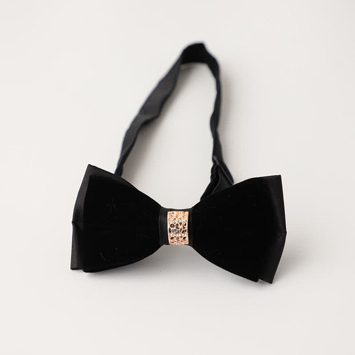 Papillon da sposa intarsiato con strass in velluto di lusso da uomo - Stile n. 3 - Nero - image 8