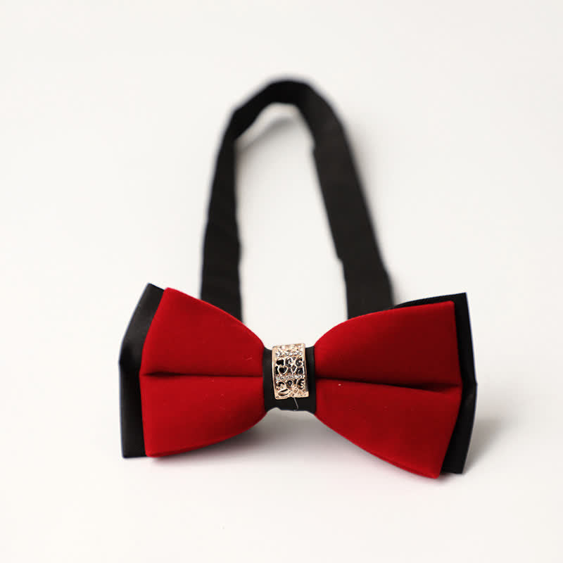 Papillon da sposa intarsiato con strass in velluto di lusso da uomo - Stile n. 3 - Rosso - image 20