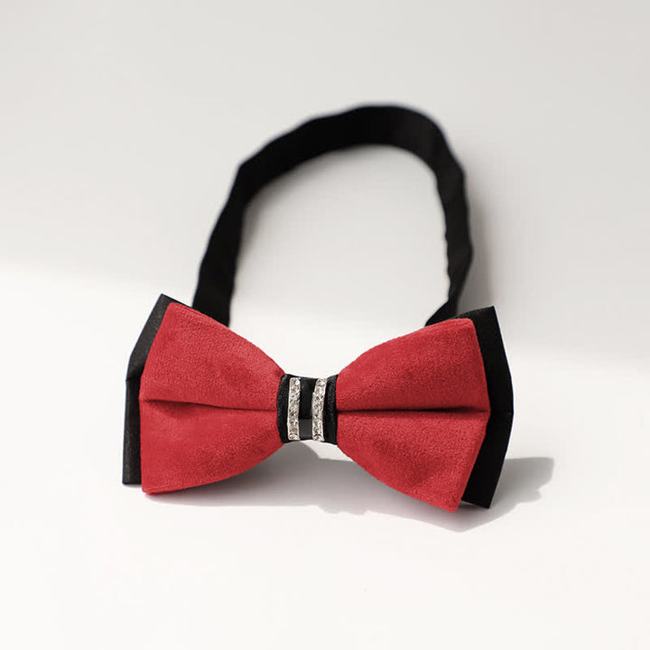 Papillon da sposa intarsiato con strass in velluto di lusso da uomo - Stile n. 1 - Rosso - image 18