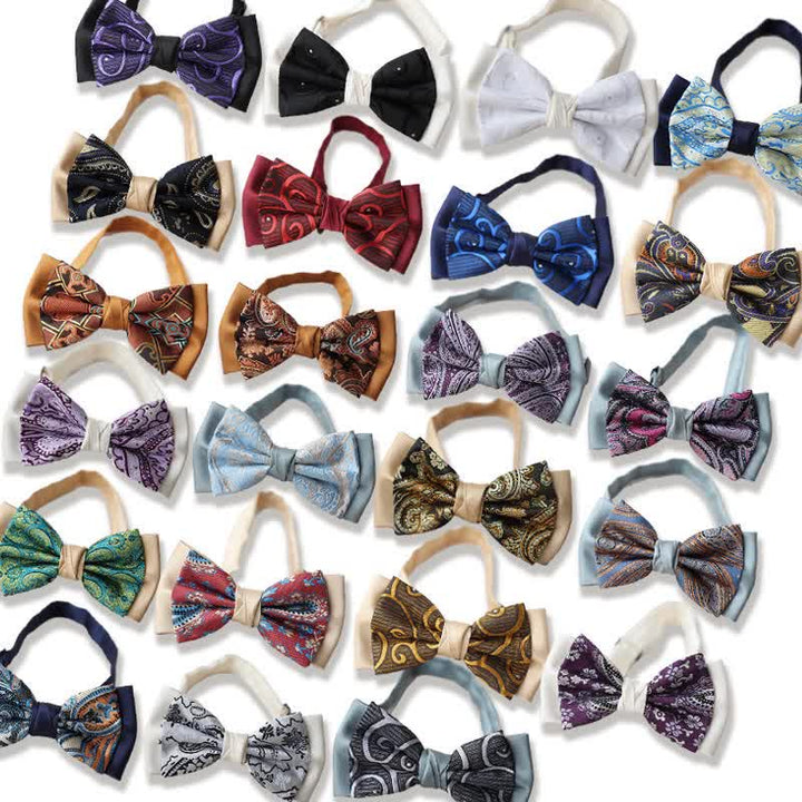 Papillon da uomo vintage Paisley a doppio strato