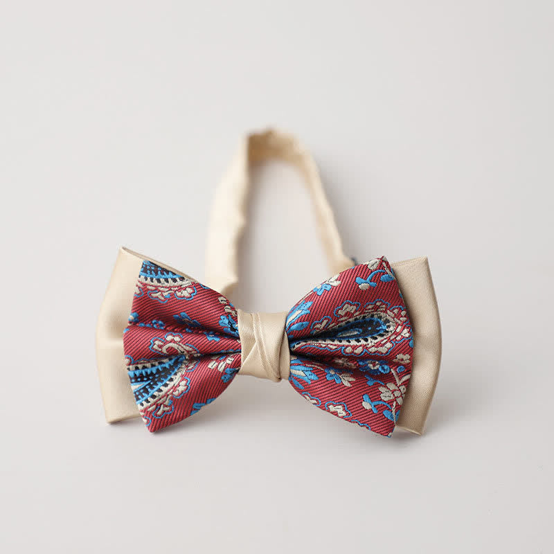 Papillon da uomo vintage Paisley a doppio strato