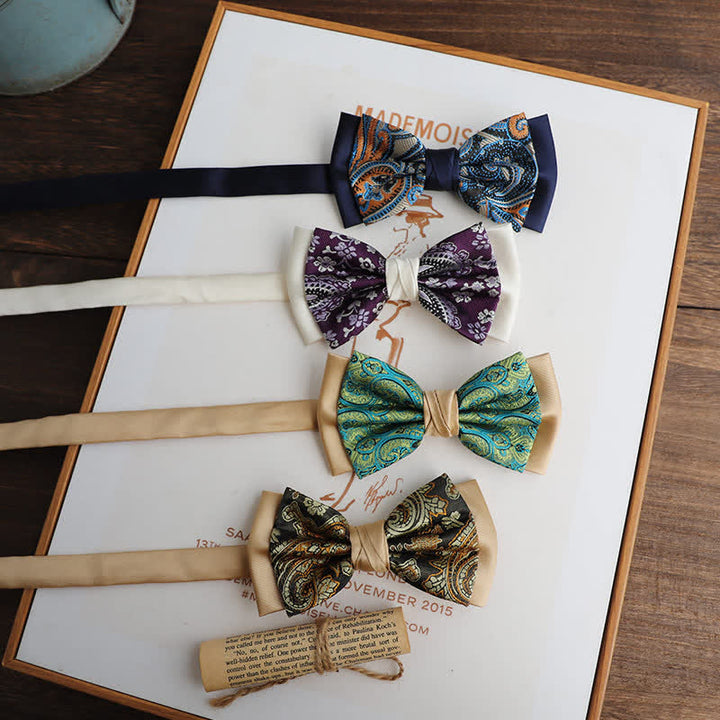 Papillon da uomo vintage Paisley a doppio strato