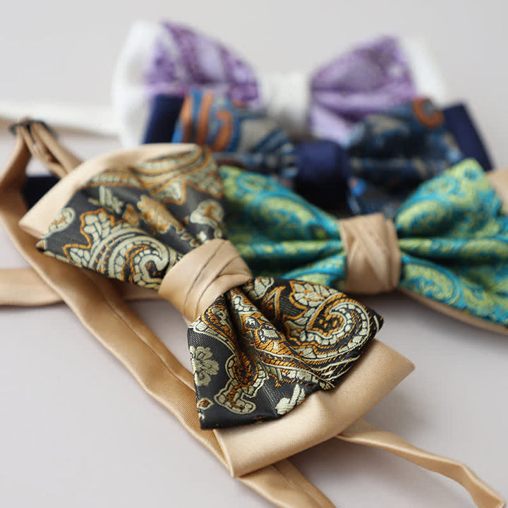 Papillon da uomo vintage Paisley a doppio strato