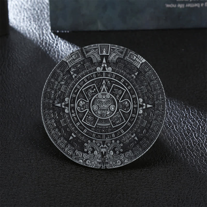 Cintura in pelle con fibbia rotonda grande azteca maya fai da te da uomo