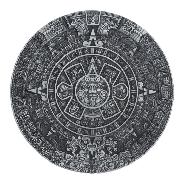 Cintura in pelle con fibbia rotonda grande azteca maya fai da te da uomo