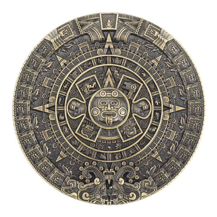 Cintura in pelle con fibbia rotonda grande azteca maya fai da te da uomo