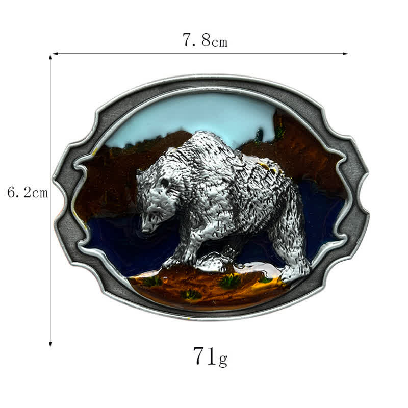 Cintura in pelle con fibbia smaltata a forma di orso polare fai da te da uomo