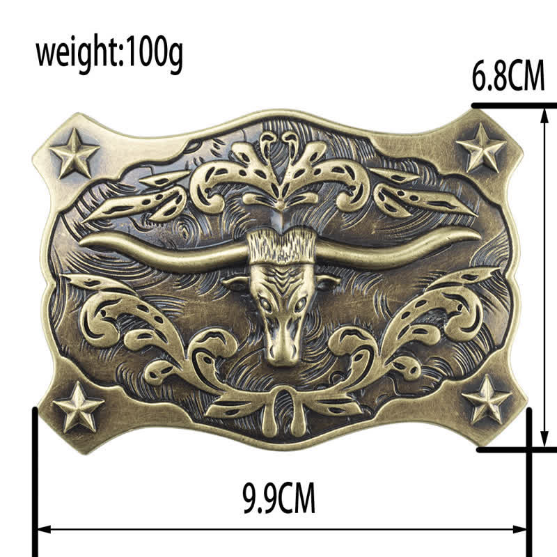Cintura in pelle con fibbia a testa di toro quadrata fai da te da uomo in stile western - image 4