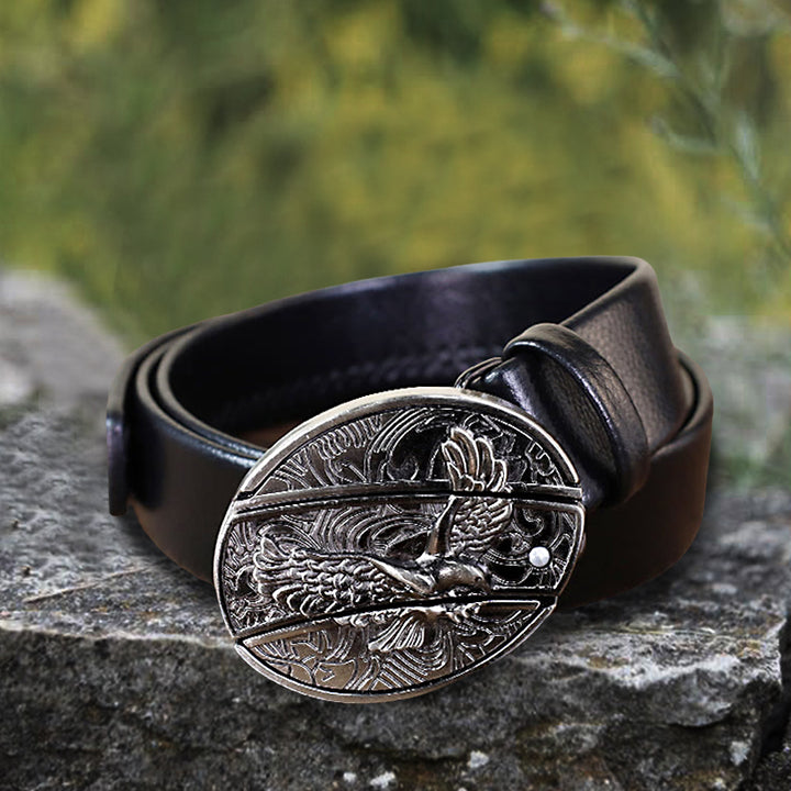 Cintura in pelle Soaring Eagle da uomo con coltello pieghevole