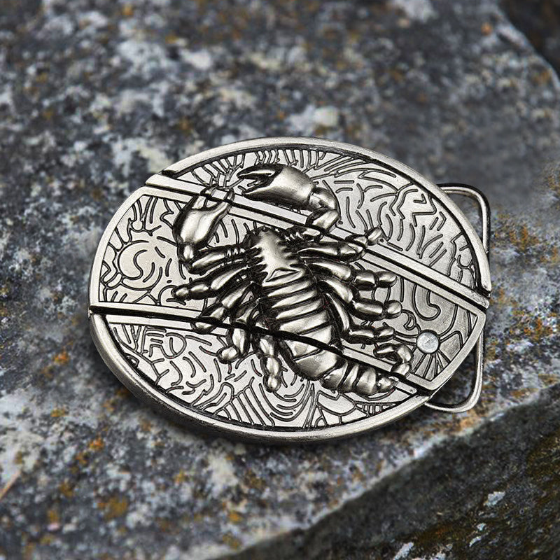 Cintura in pelle Scorpion da uomo con coltello pieghevole