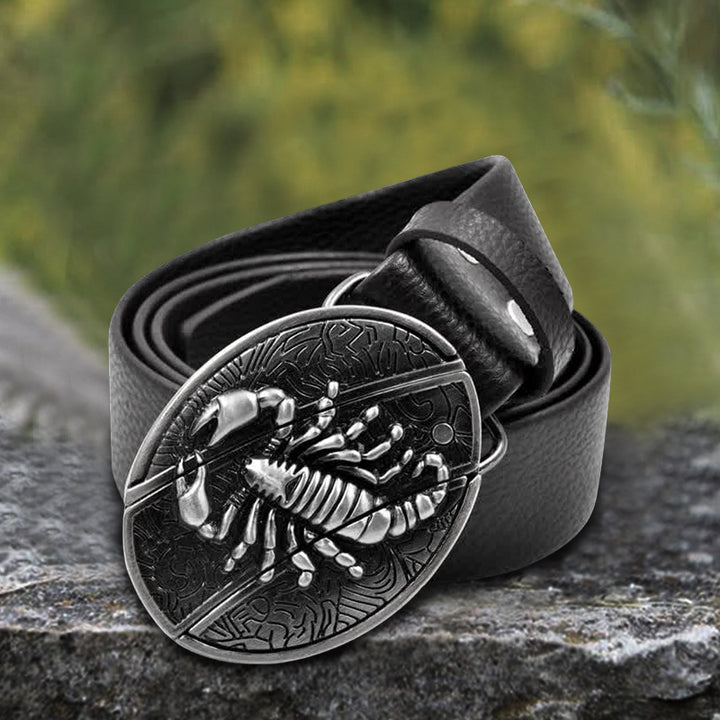 Cintura in pelle Scorpion da uomo con coltello pieghevole
