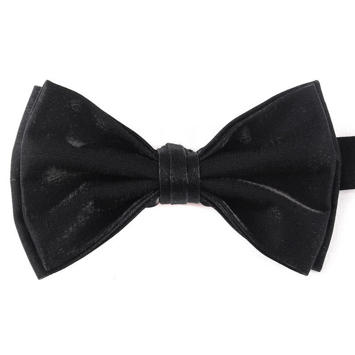 Papillon doppio strato tinta unita casual da uomo - Nero - image 17