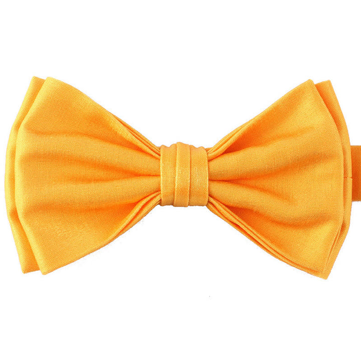 Papillon doppio strato tinta unita casual da uomo - Giallo - image 8