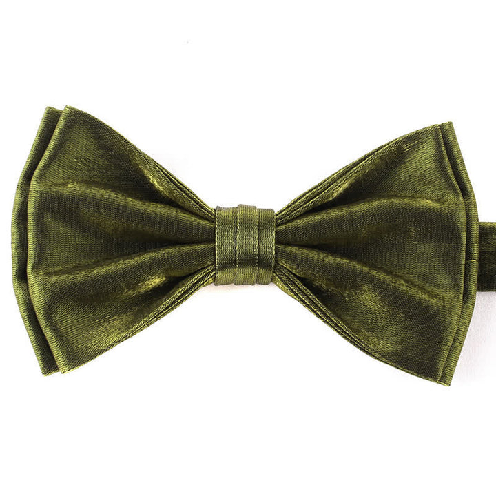Papillon doppio strato tinta unita casual da uomo - Verde scuro - image 12