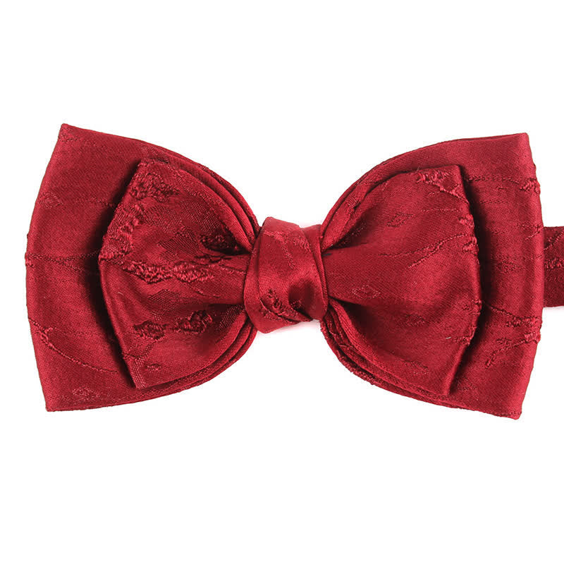 Papillon da sposa floreale meticoloso speciale da uomo - Stile n. 2 - Rosso scuro - image 5
