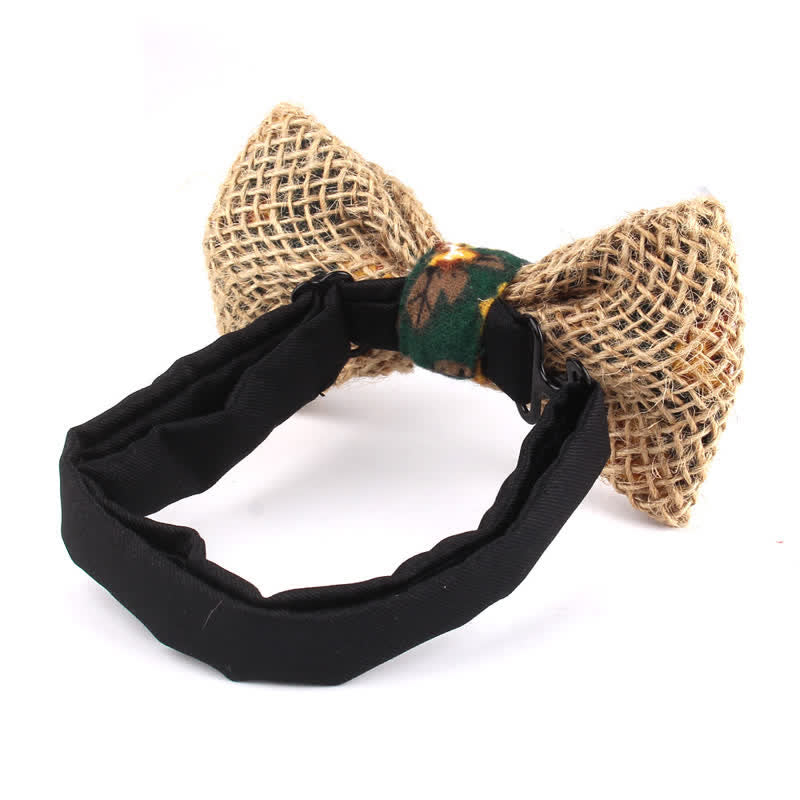 Papillon da uomo in cotone e lino rustico patchwork