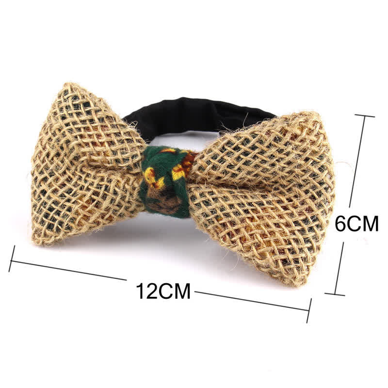 Papillon da uomo in cotone e lino rustico patchwork