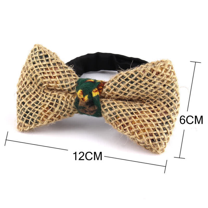 Papillon da uomo in cotone e lino rustico patchwork