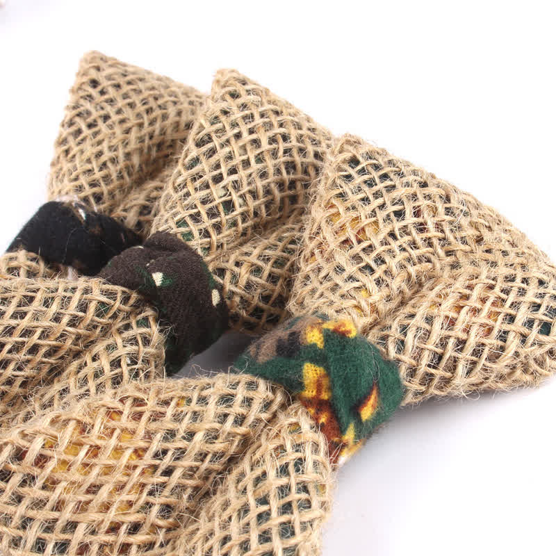 Papillon da uomo in cotone e lino rustico patchwork - image 5