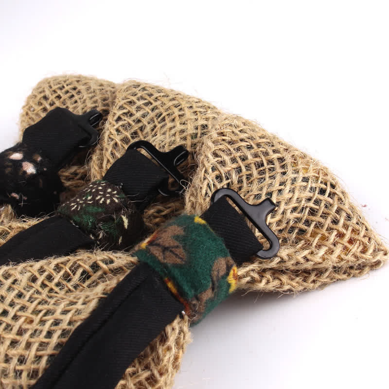 Papillon da uomo in cotone e lino rustico patchwork