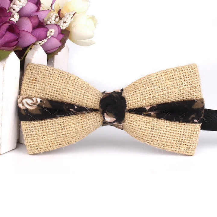 Papillon da uomo in cotone e lino rustico patchwork