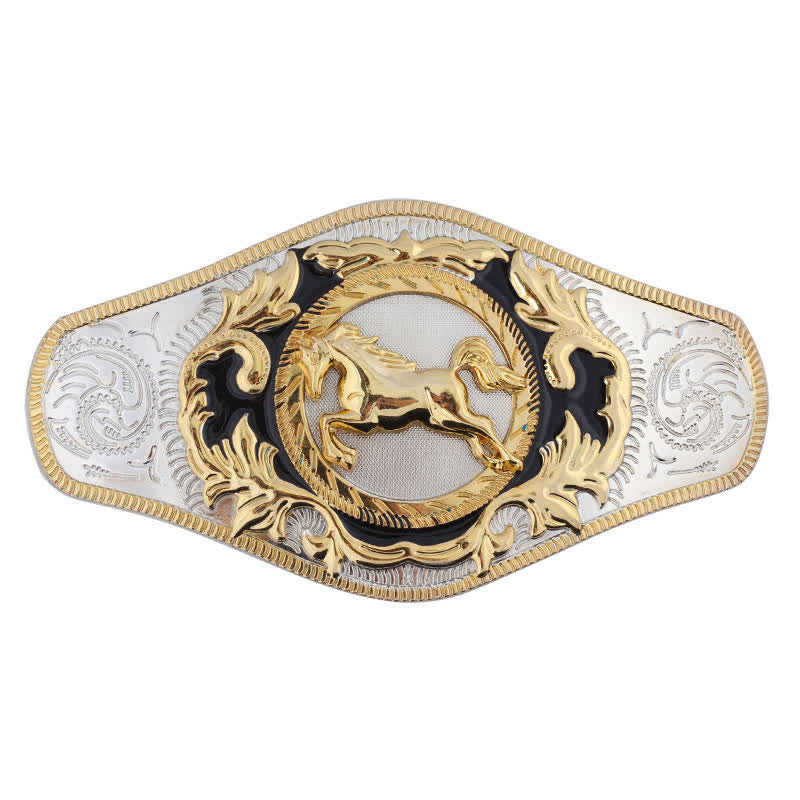 Cintura in pelle con fibbia dorata da uomo fai da te Western - Cavallo in corsa - Senza cintura - image 11