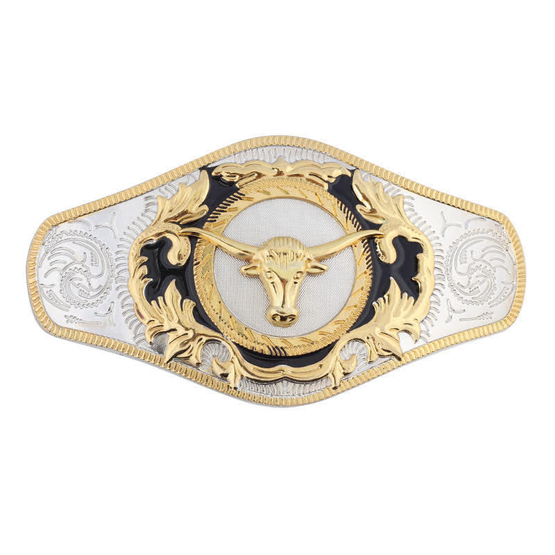Cintura in pelle con fibbia dorata da uomo fai da te Western - Testa di toro - Senza cintura - image 19